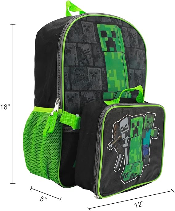 Minecraft Backpack with Lunch Box for boys