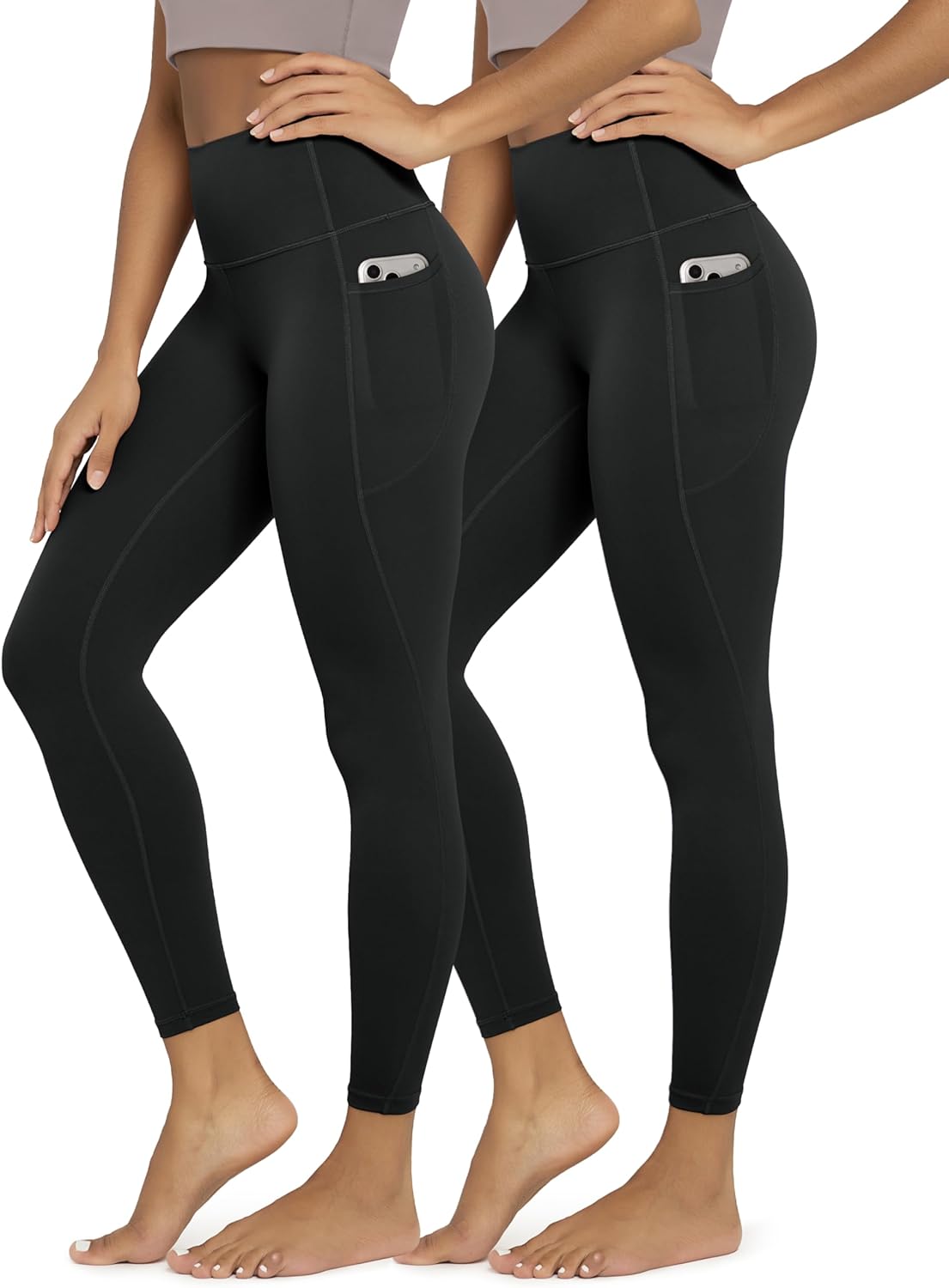 ODODOS 2-Pack Buttery Soft Lounge Yoga Leggings with Pockets for Women 23" / 25" / 28" High Waist Yoga Pants