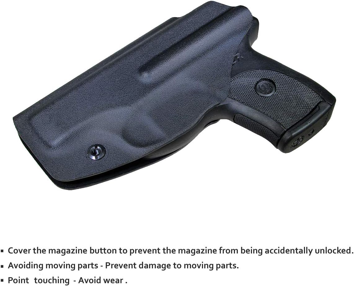 Ruger EC9S Holster, Kydex IWB Holster Custom Fit: Ruger EC9S / LC9 / LC9S / Ruger LC380 Pistol - Inside Waistband - Adj. Cant Retention - Cover Mag-Button - No Wear - No Jitter