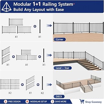 36 in. H x 4 ft. W Modular Aluminum Deck Railing Kits with Post