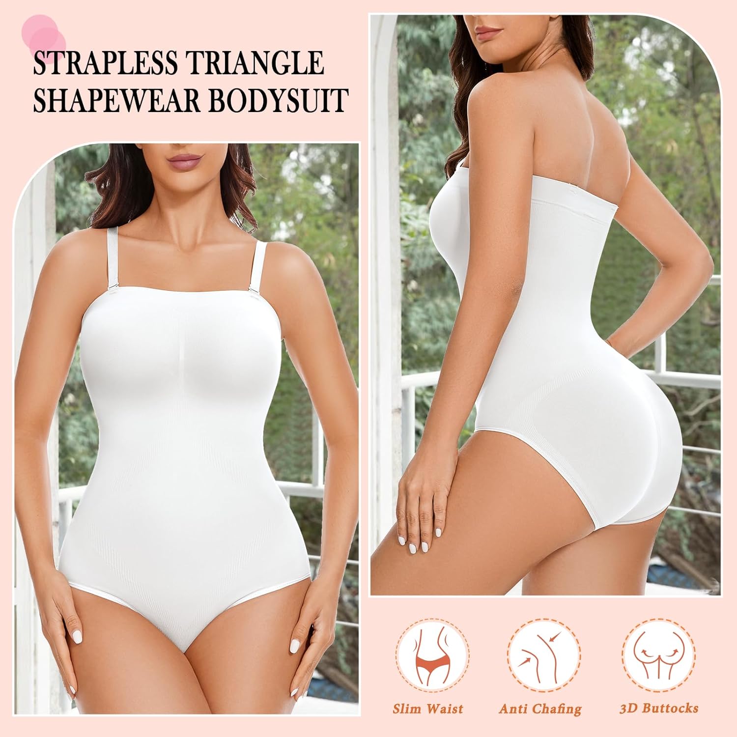 Strapless Shapewear Bodysuit for Women Seamless triangle Tummy Control Bodysuit Slimming Butt Lifter Body Shaper - Image 7