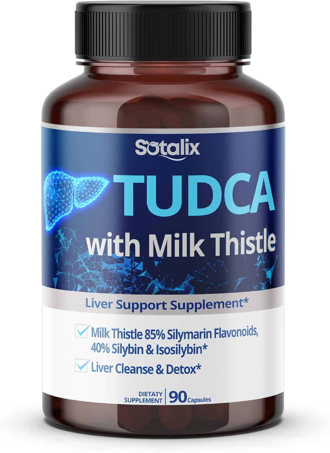 TUDCA Supplement 8700mg with Milk Thistle, 85% Silymarin Flavonoids for Liver Health, Support Bile Flow- Made in The USA