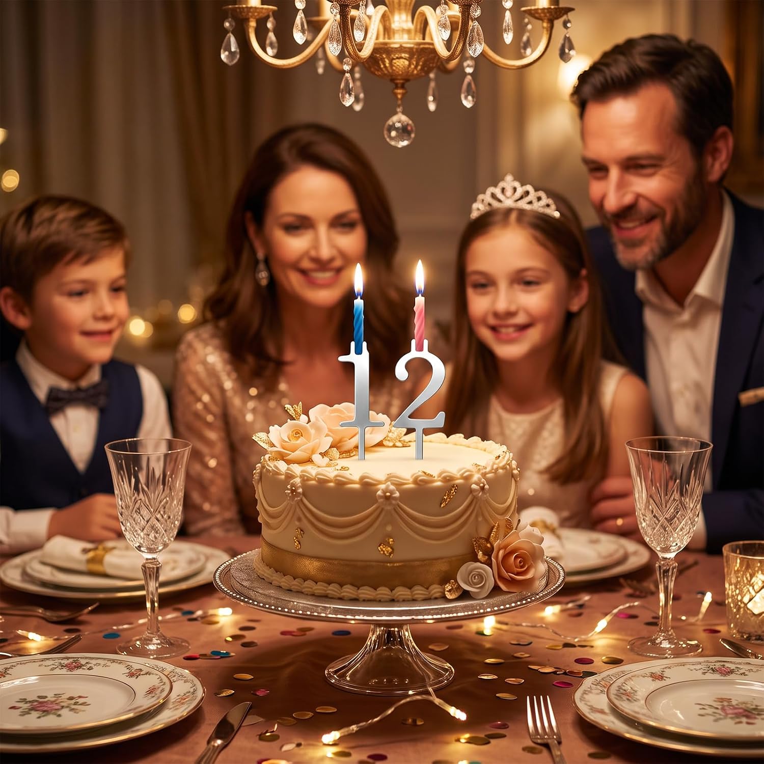 20PCS Reusable Number Birthday Candle Holder Set 0-9-Silver Stainless Steel image 3