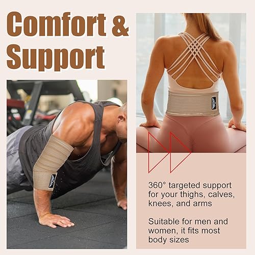Miniatura 7 de supregear 2 bandas de compresión para isquiotibiales y muslos, soporte ajustable para esguinces musculares, manga de soporte de cuádricep para