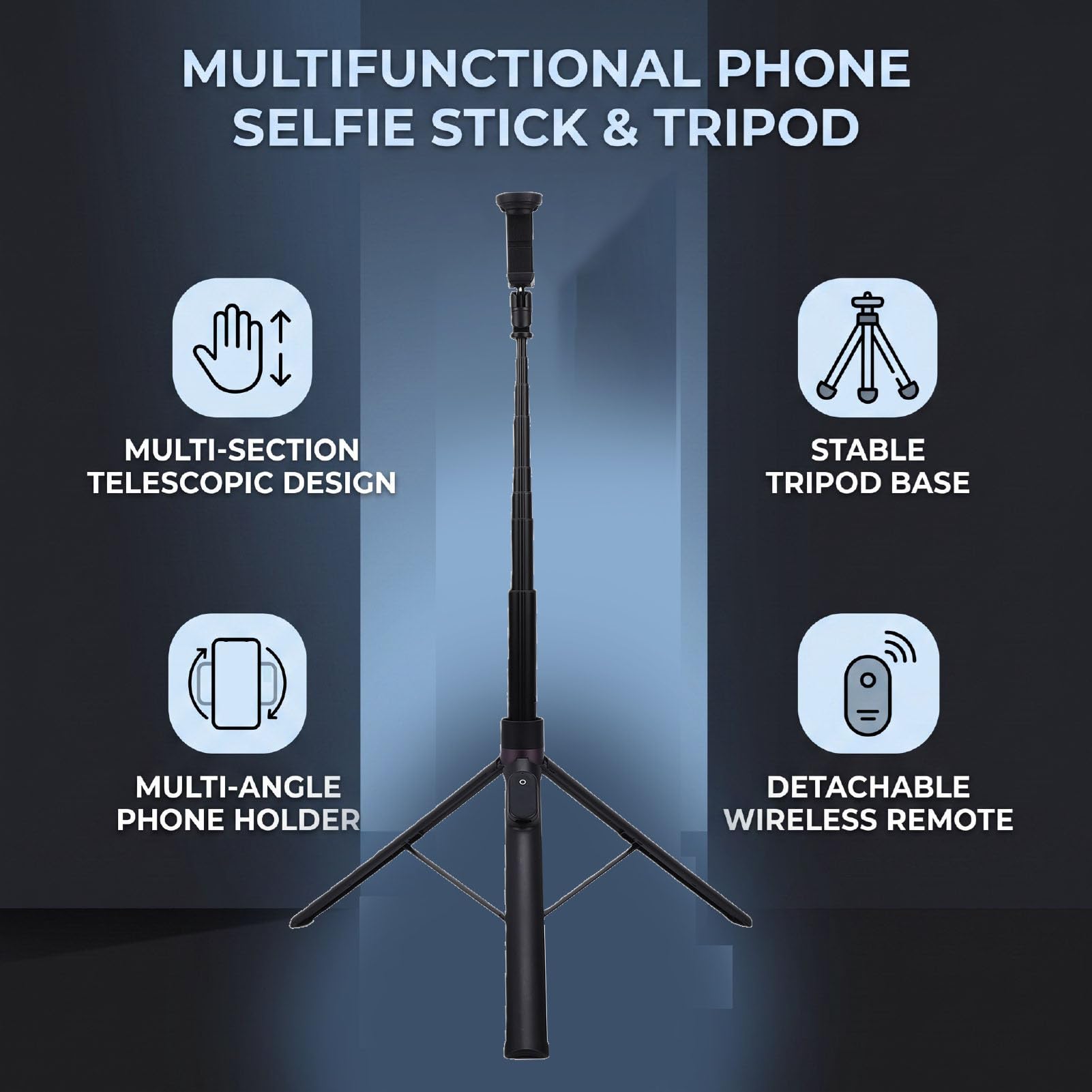 Trípode/Palo Selfie para Teléfono, Control Remoto Inalámbrico