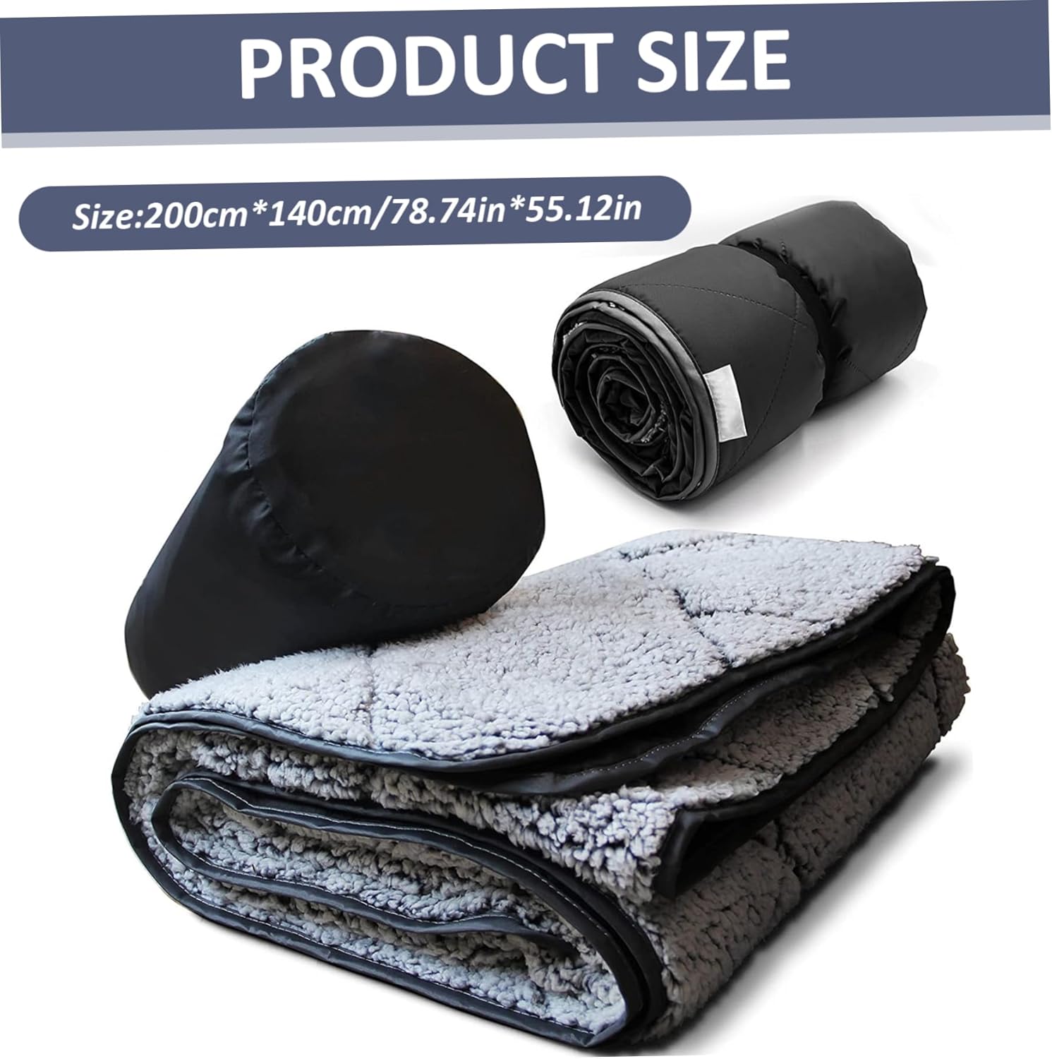 Camping Blanket 55x79 Waterproof Stadium Blanket with Storage Bag Washable Windproof Warm Foldable Down Camping for Sporting Events Picnic Travel.