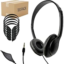 Soundnetic SNCCV Bulk Classroom Headphones 100 Pack, Black