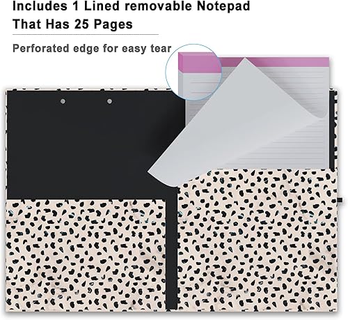 Miniatura 9 de Bonito portapapeles con bloc de notas forrado recargable y bolsillo de almacenamiento interior para oficina, elegante portapapeles plegable A4,