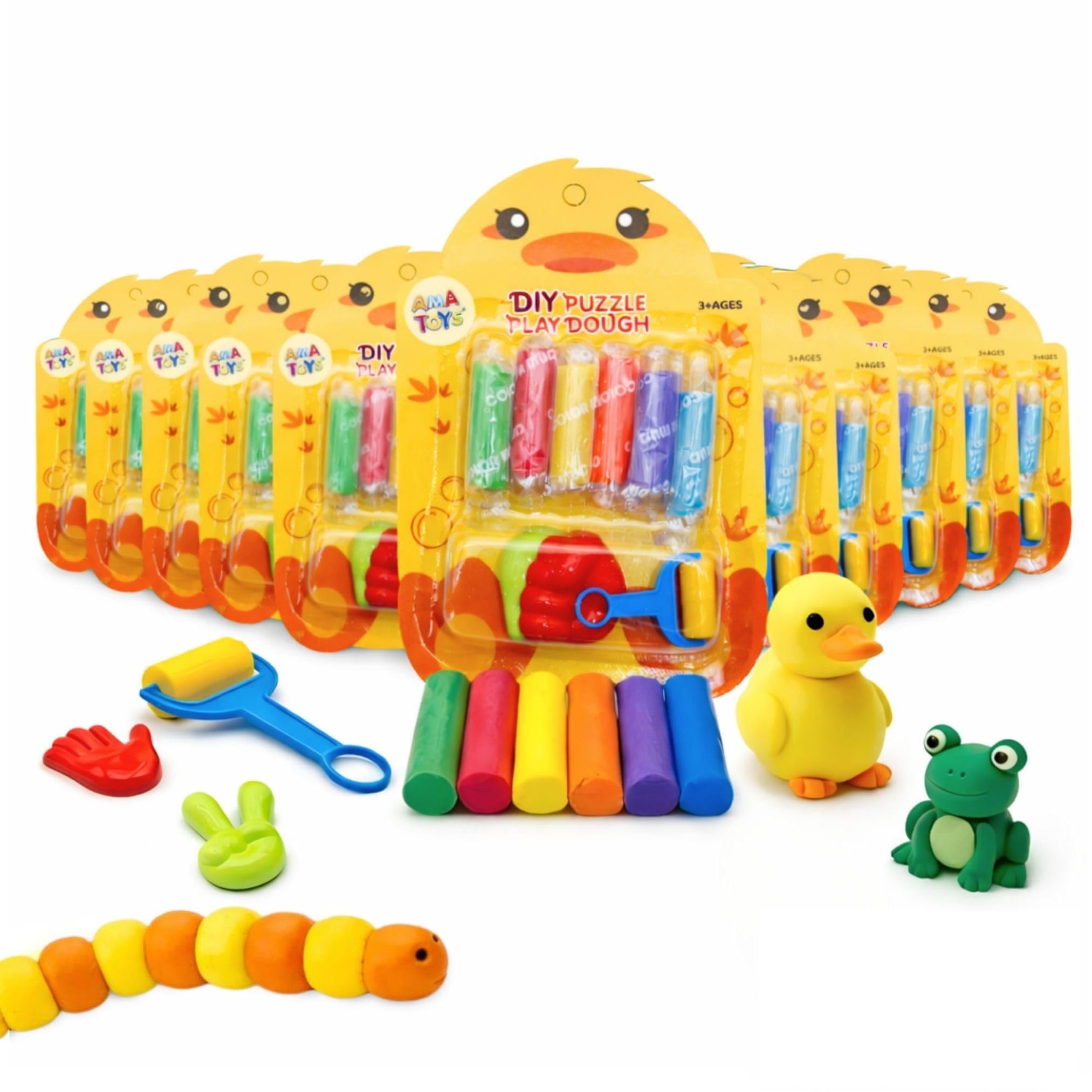 Plastilina con Moldes para Niños - Pack de 12 - AMATOYS - Mini Kit de Manualidades para Cumpleaños, Piñatas, Colegio y Detalles Fin de Curso - Regalitos para Invitados (Pato)