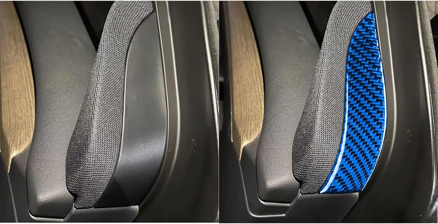 Car Both Side A-Pillar Speakers Decoration Trim Compatible with Tesla Model Y 2020 2021 2022 2023 2024 2025 Real Quality Carbon Fiber Sticker Auto Interior Accessories Decal Dark Blue