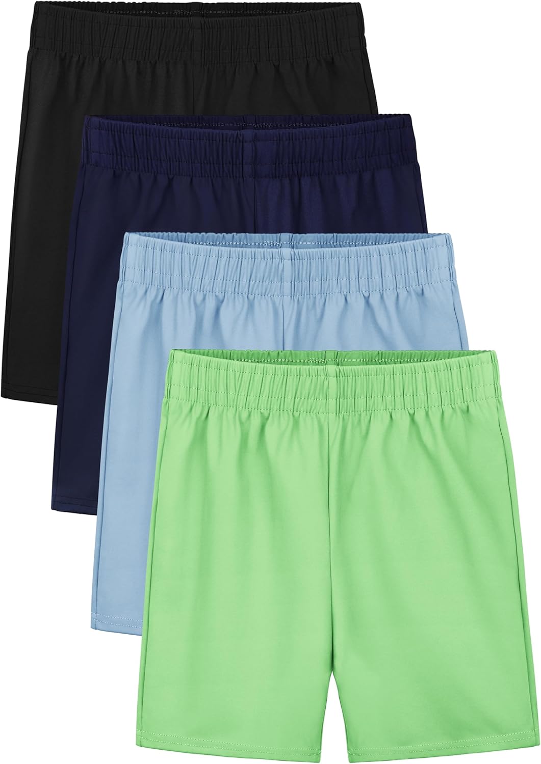 Resinta 4 Pack Toddler Boy Shorts Elastic Waist Boys Athletic Basketball Soccer Shorts Summer Pull-On Comfort for Playwear