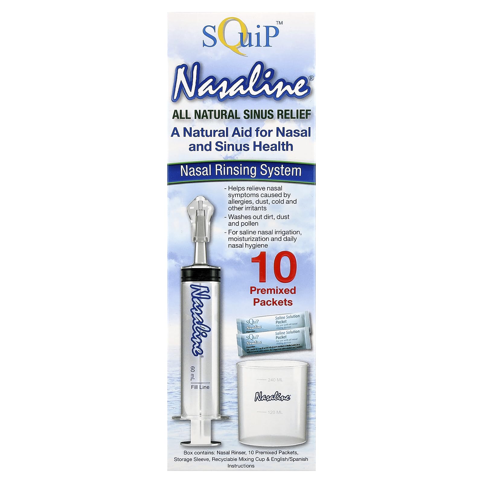 Pack of 5 x Squip Products Nasaline Nasal Rinsing System - 1 Kit