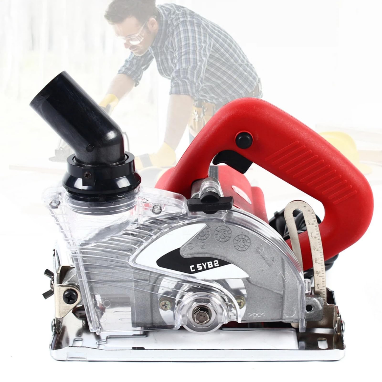 Rozadora de ranura 1800W Fräse sin polvo Rebajadora Fresadora de pared Máquina de corte 18000r/min, 0-41mm de profundidad de corte, Máquina de ranura eléctrica para ladrillo, hormigón, mármol