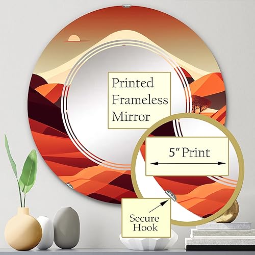 Miniatura 3 de Full Moon Over Terra Cotta Mountains III - Espejo de tocador, espejos de baño, espejos de pared para sala de estar, dormitorio, espejo redondo,