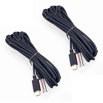 Compatible with ASUS ROG Delta, ROG Delta S Headset Replacement Cable - Type-C to 4-Way DAC, 2.5M Braided Nylon Audio Cable with Copper Core for Data Transmission 2 Black