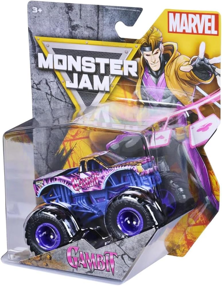 Monster Jam Marvel Gambit Die-Cast Monster Truck 1:64 Scale Series 06 Spin Master Collectible Toy Car