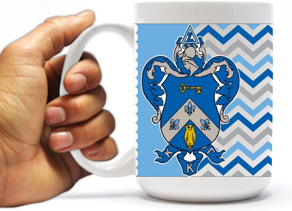 VictoryStore Ceramic Mugs - Kappa Kappa Gamma, Chevron Stripe Coffee Mug, 15 ounces