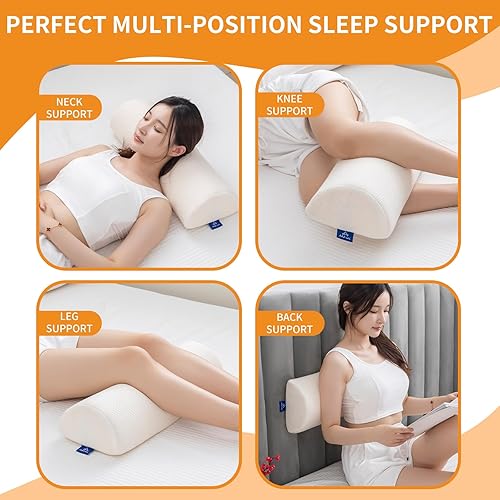 Miniatura 3 de Almohada de rodilla Half Moon Bolster, almohada de espuma viscoelástica para aliviar el dolor de espalda, cuña lumbar redonda para piernas que