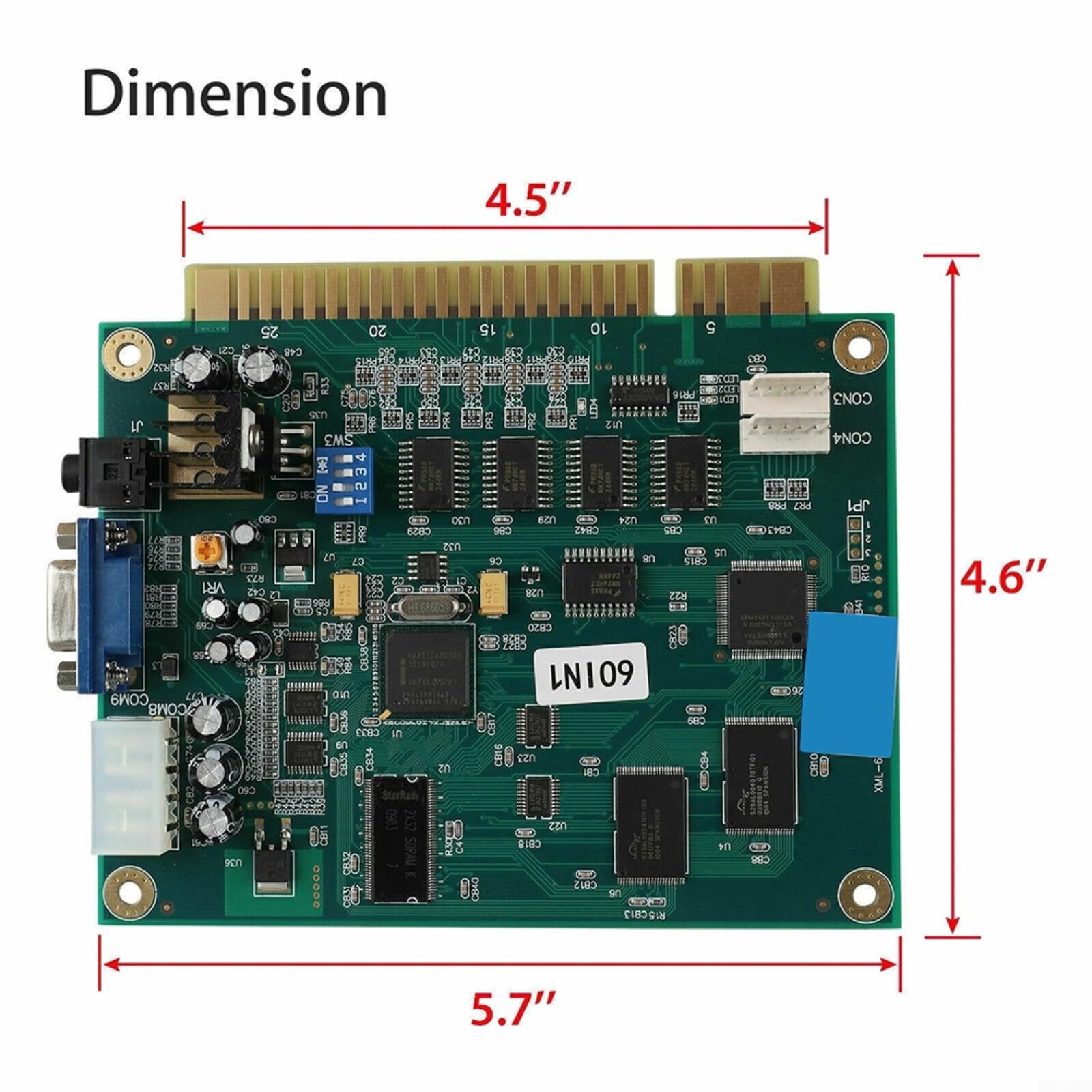 Scheda PCB multicade 60 in 1 con uscita CGA/VGA per JAMMA per armadio arcade, supporta trackball e joystick, compatibile con alimentazione ATX, modalità verticale e cocktail, circuito per giochi retrò