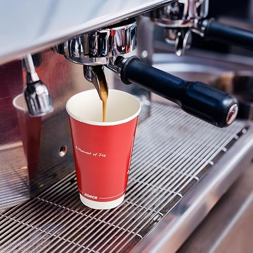 Miniatura 4 de Tazas de café desechables con tapas de 16 onzas (paquete de 100), taza de café roja con aislamiento de doble pared para bebidas frías calientes, té,