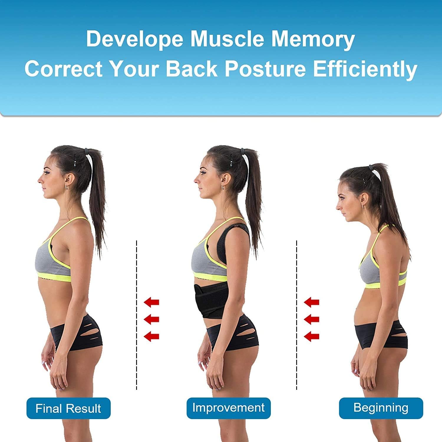 Adjustable Back Posture Corrector for Women & Men with Spine Back Support,Breathable Middle and Upper Soft Back Brace for Posture Improves and Pain Relief From Neck,Back,Shoulders (X-Large(32-46Inch))