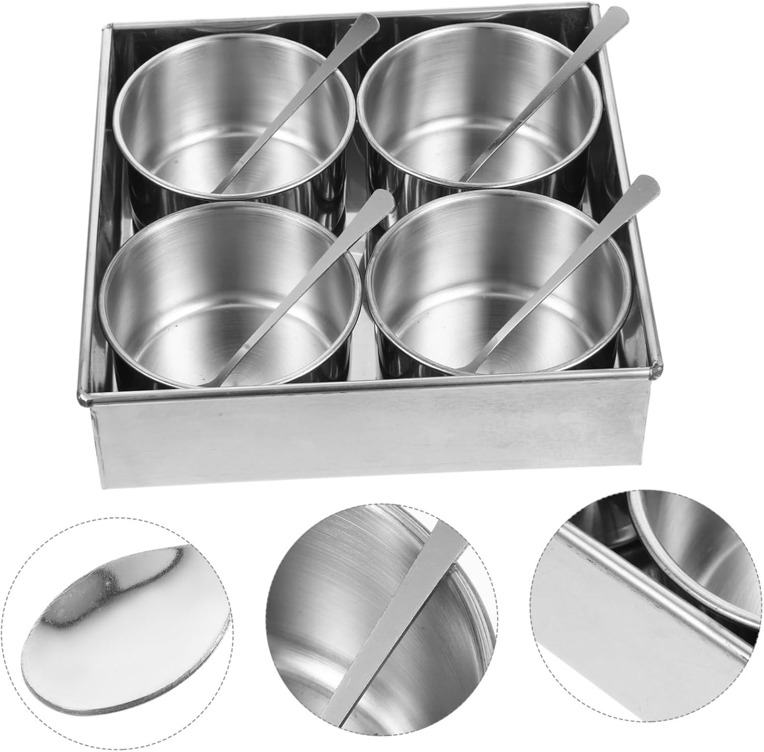 Condiment Pot Set Stainless Steel Spice Jars Lids Seasoning Jar Set for Cooking and Hosting