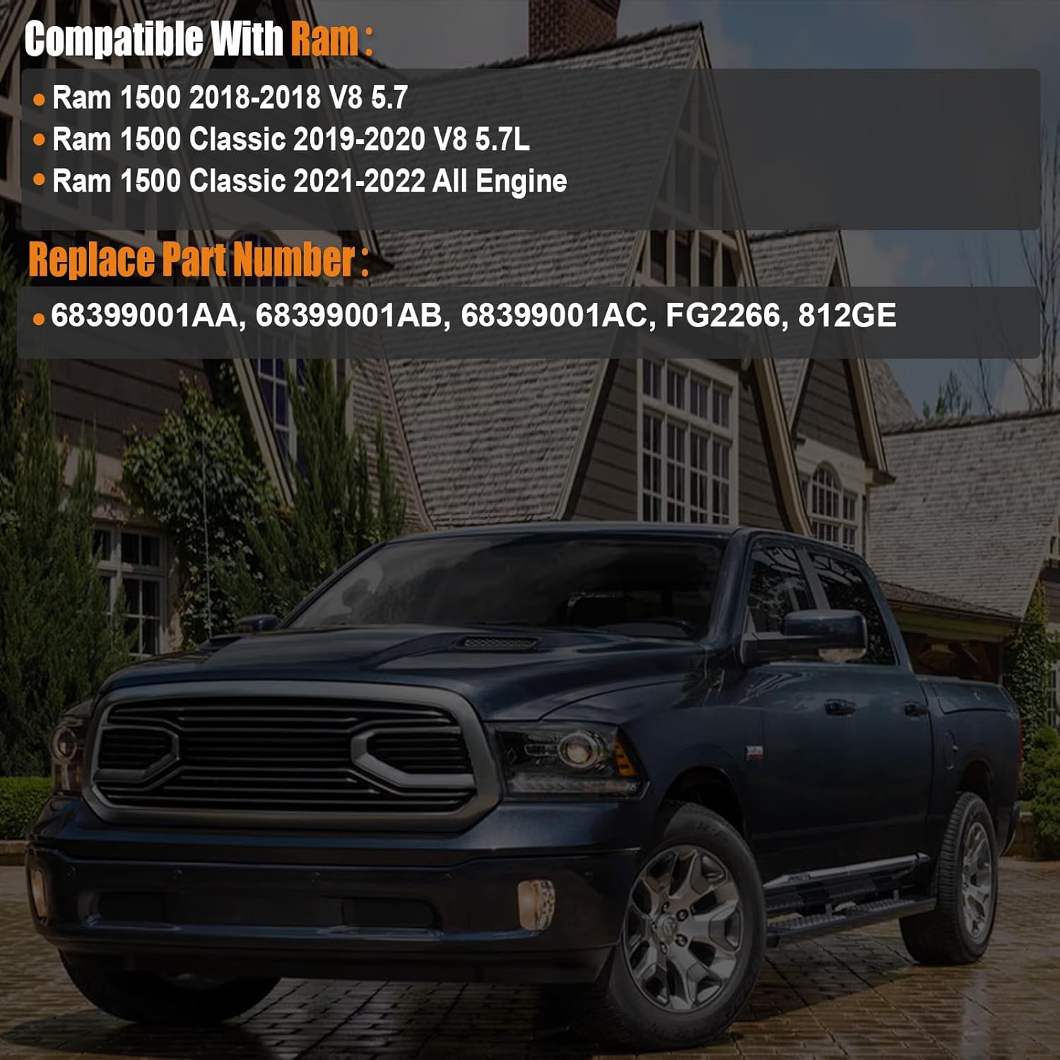2018-2022 Fuel Pump Compatible for Ram 1500 2018 5.7L V8, 1500 Classic 2019-2020 5.7L V8, 1500 Classic 2021-2022 All Engines Replace 68399001AC