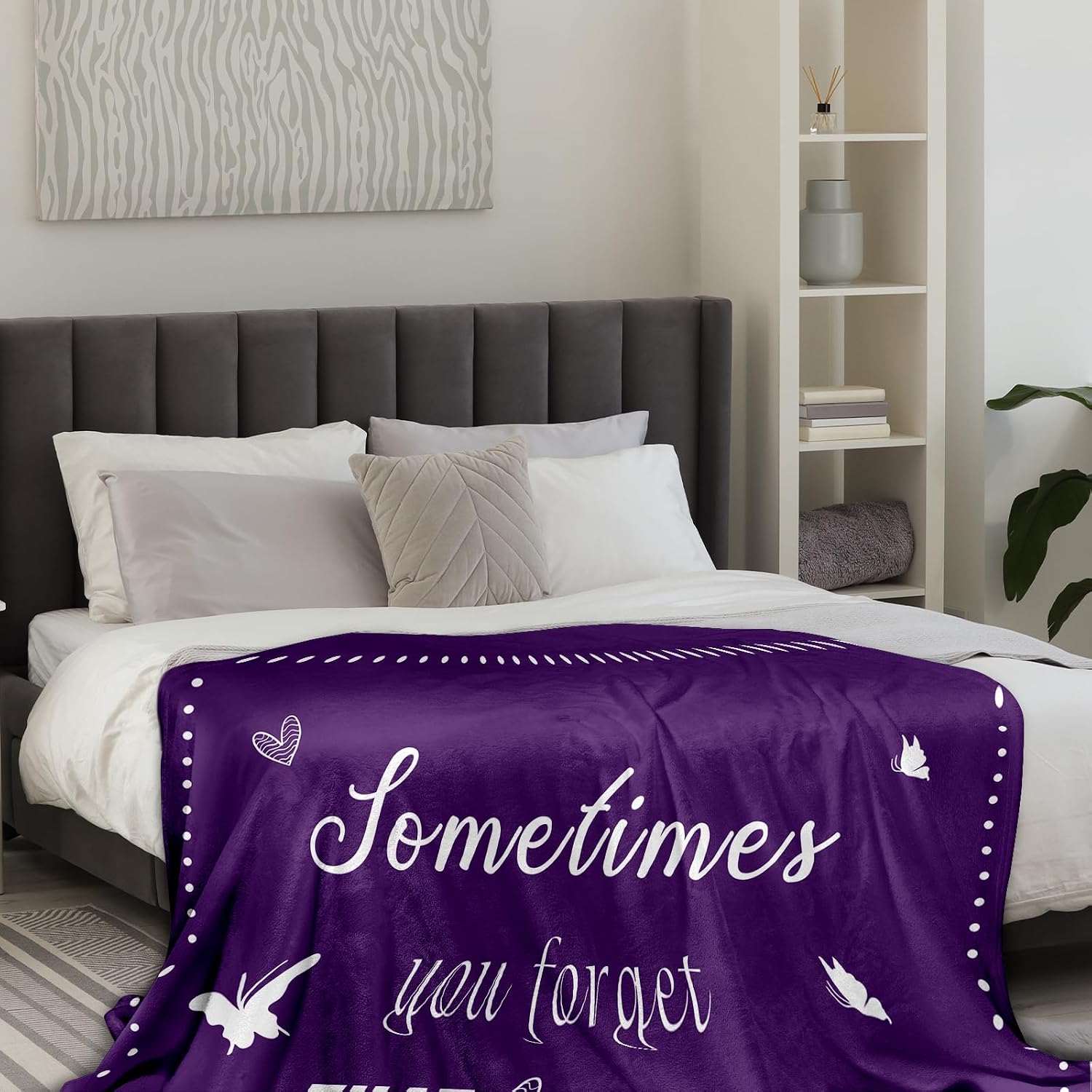 Condition photo showing New/Like New for anxiety relief items inspirational gifts for women men purple blanket christmas white elephant gifts for women men coworker after surgery gift for women throw blanket 40x50 for birthday christmas 40x50 in