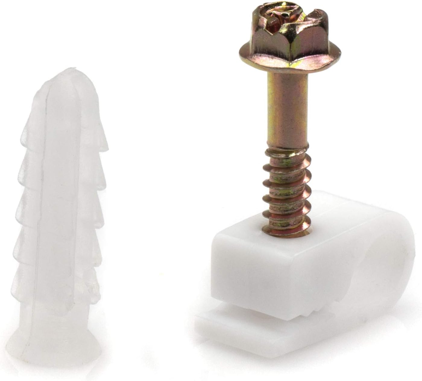 Buy Ribbed Plastic Conical Anchors and White Cable Screw Clips for