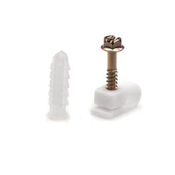 THE CIMPLE CO Ribbed Plastic Conical Wall Anchors and Cable Screw Clips for Stucco, Brick, Concrete, Drywall, and Similar Siding Materials - Kit of 50 Screw Clips and 50 Anchors, White