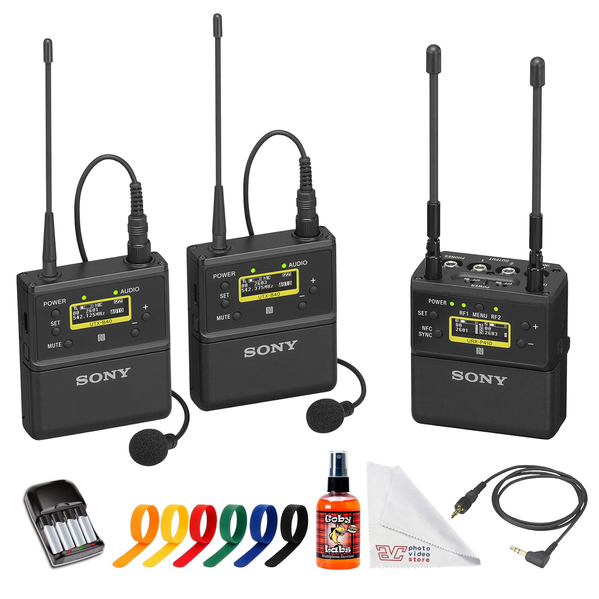 Sony UWP-D27 2-Person Camera-Mount Wireless Omni Lavalier Microphone Bundle