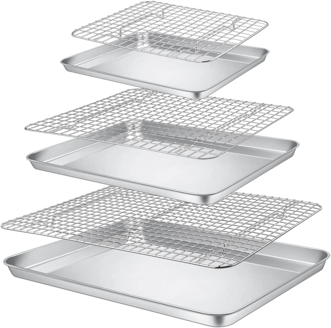 P&P CHEF Baking Sheet and Rack Set, 6 PACK (3 Sheets + 3
