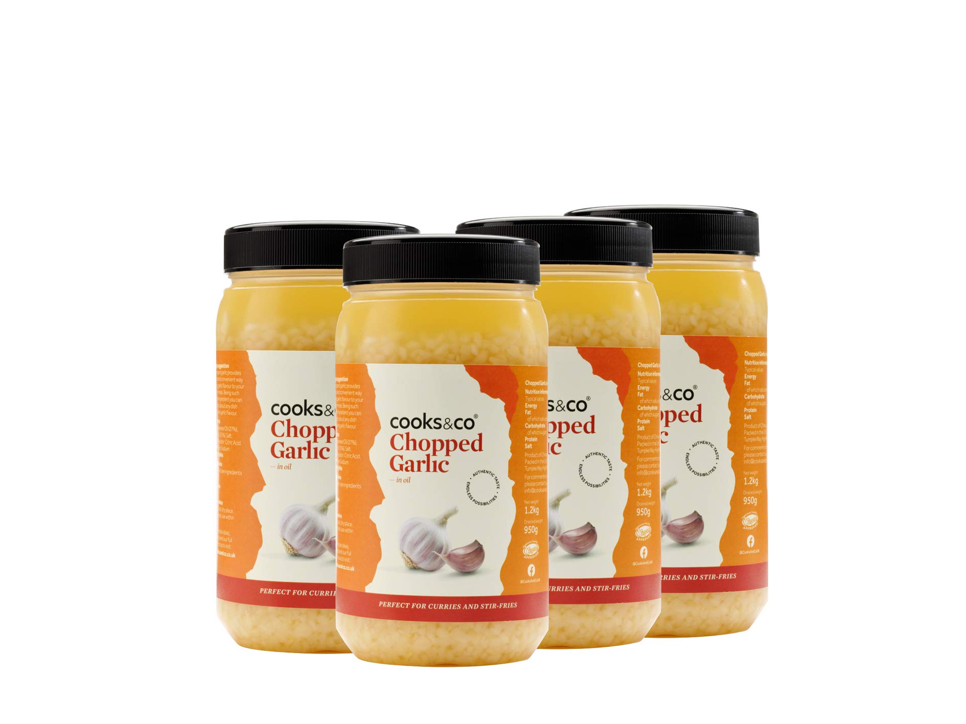 Cooks & Co Chopped Garlic in Oil 1.2 Kg (Pack of 4)