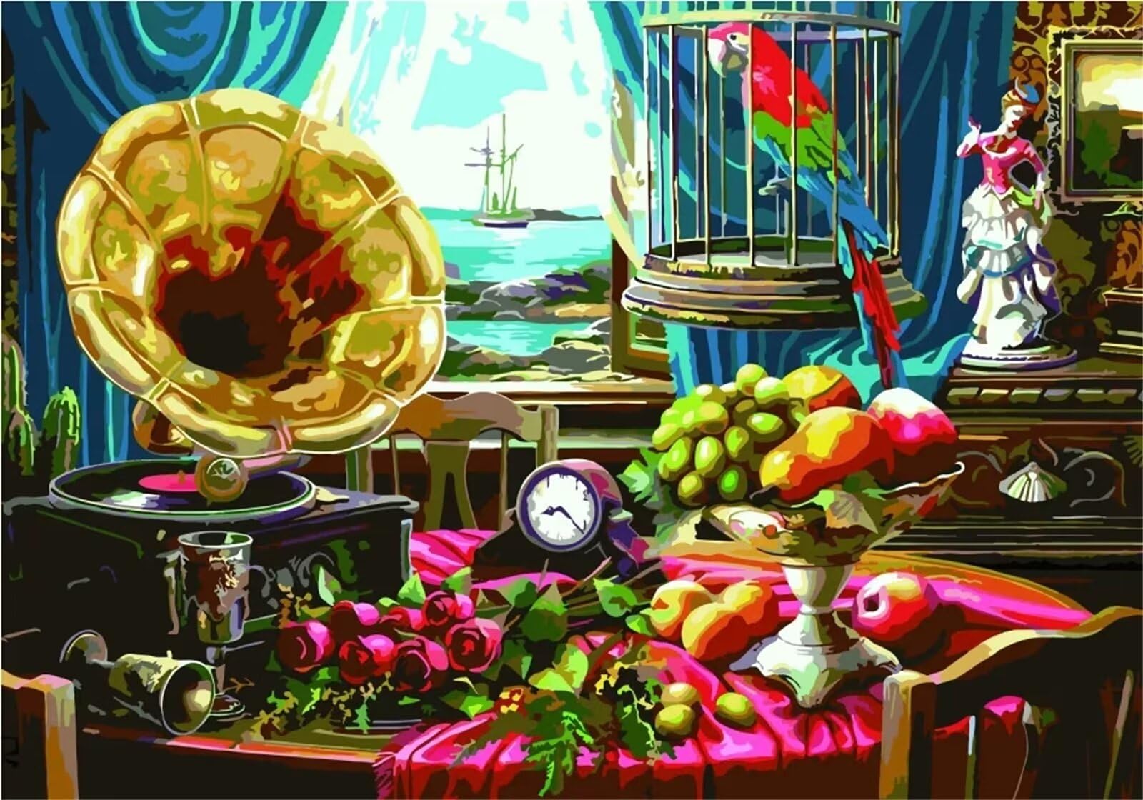 Dipingere con i Numeri Adulti,Bella annata Pittura di Numeri a Olio Fai da Te kit di pittura acrilica per adulti Bambini,Con Pennelli e Colori Acrilici per casa Decora Regalo con Telaio,60x75cm
