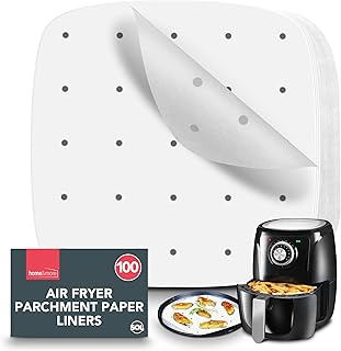100pk Square Air Fryer Liners Disposable | 8.5 Inch | Perforated Air Fryer Parchment Paper Liners | Air Fryer Paper Liners | Air Fryer Liners Square | Airfryer Paper Air Fryer Sheets | Air Fryer Liner