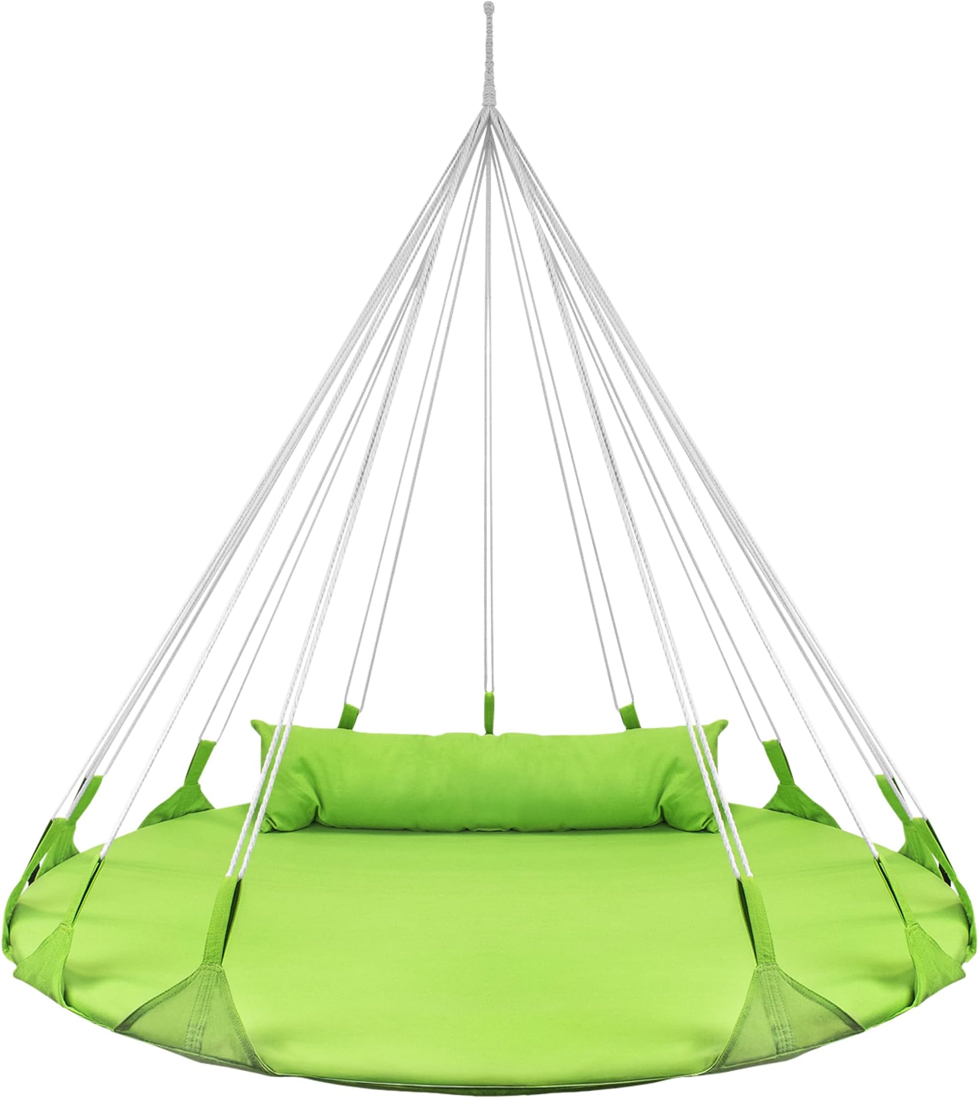 Sorbus 56" Stylish Hanging Swing Nest - Premium Cotton Double Hammock Daybed Saucer Swing Lounger - 264lbs Spinner Swing w/Pillow - Easy Setup Sturdy Tree Swing - for Indoor/Outdoor, Travel - Green