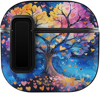 for Airpods 4 Case,Attentive on The Treeprinted PC Hard Shell Snap Switch Shockproof Protective Case Cove for Apple AirPods 4 with Hanging Rope Hole