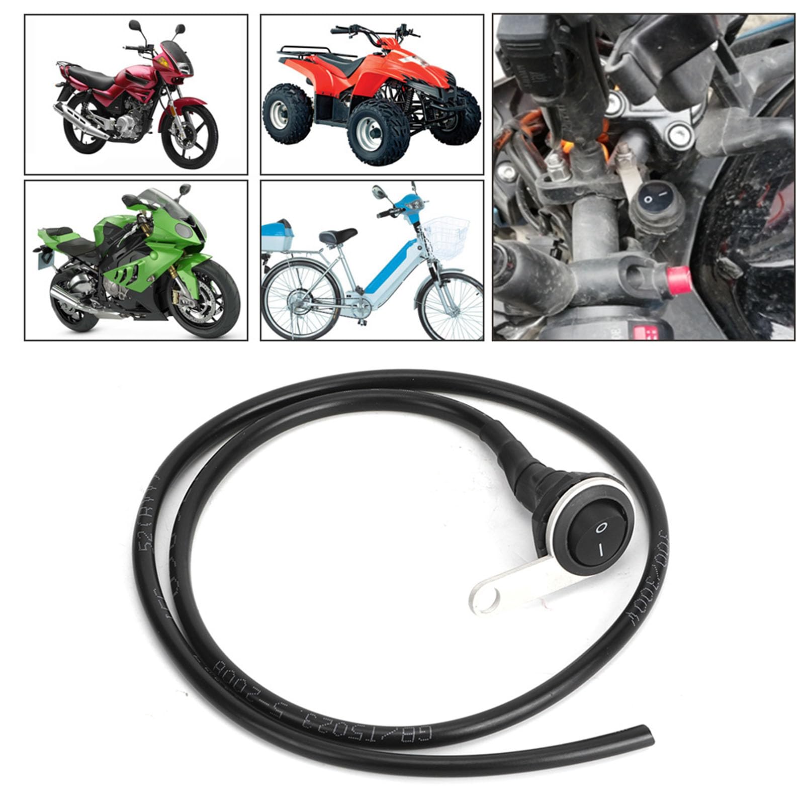 Generic Wodoodporny Włącznik Reflektorów Trwały Włącznik światła na Kierownicy do Motocykli ATV 22 Mm, ABS/stal Nierdzewna, Czarny, 1 Opakowanie