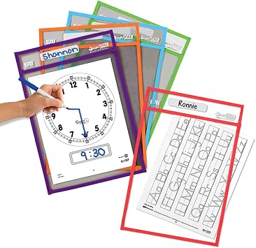 EAI Education SmartPAL Dry-Erase الأكمام ألوان متنوعة - مجموعة من 10