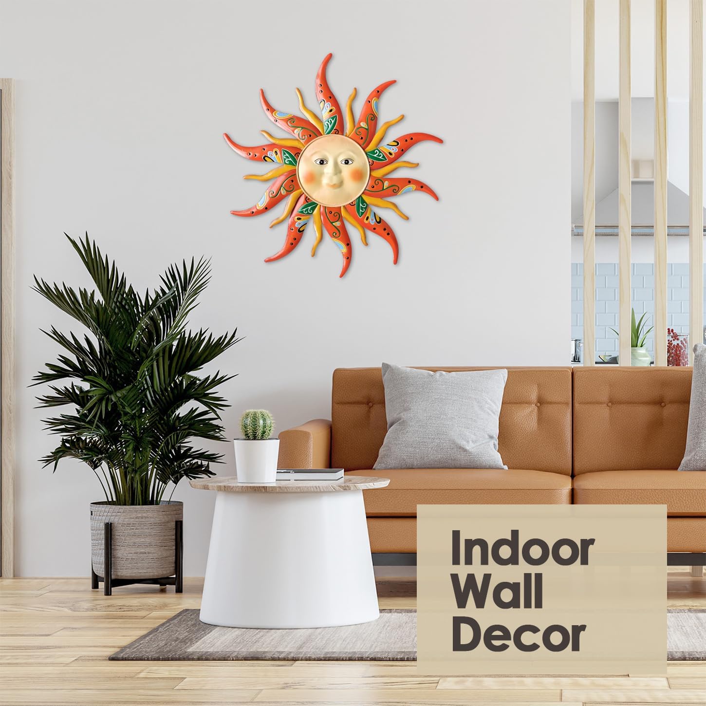 EOORAU Large Metal Sun Outdoor Decor - 23.6 Inches Sun Face Garden Sculptures & Statues Wall Art for Home Decor, Yard, Farmhouse, Patio, Garden Decorations