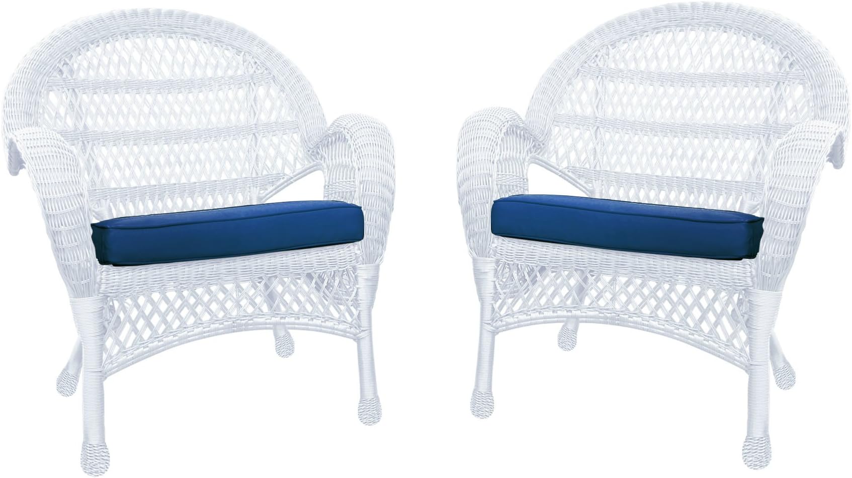 Amazon.com : Jeco Wicker Patio Chairs (Set of 2) White Wicker : Patio ...