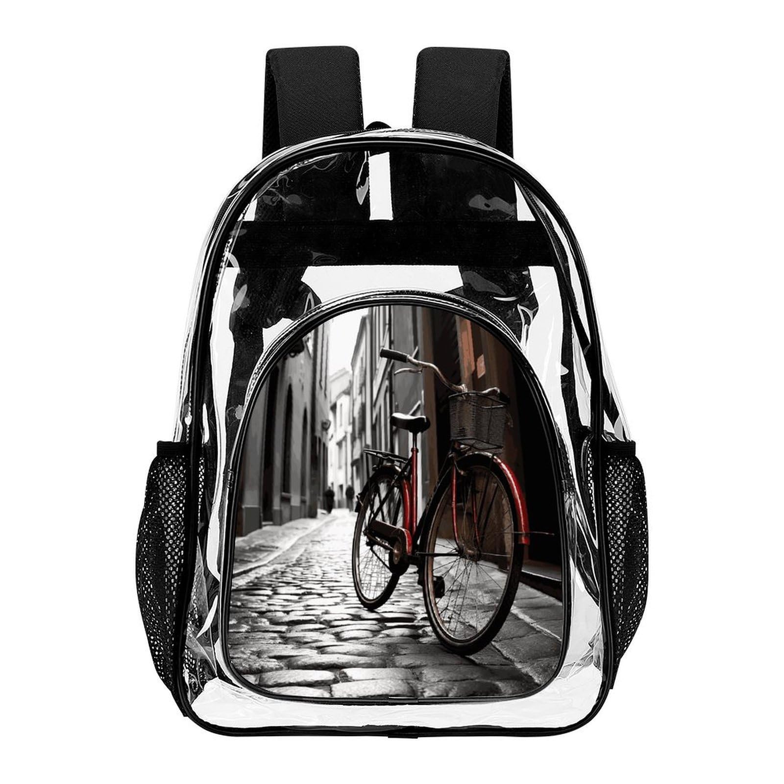 Street Bicycle Transparenter Rucksack, groß, transparent, PVC, Büchertasche für Sicherheit, Arbeit, Reisen, Stadion