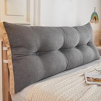 Vista 10 de Almohada de cama de lectura con cuña, almohada de forro polar de algodón, almohada grande para cabecero, respaldo de cama, cojín de apoyo de Azul