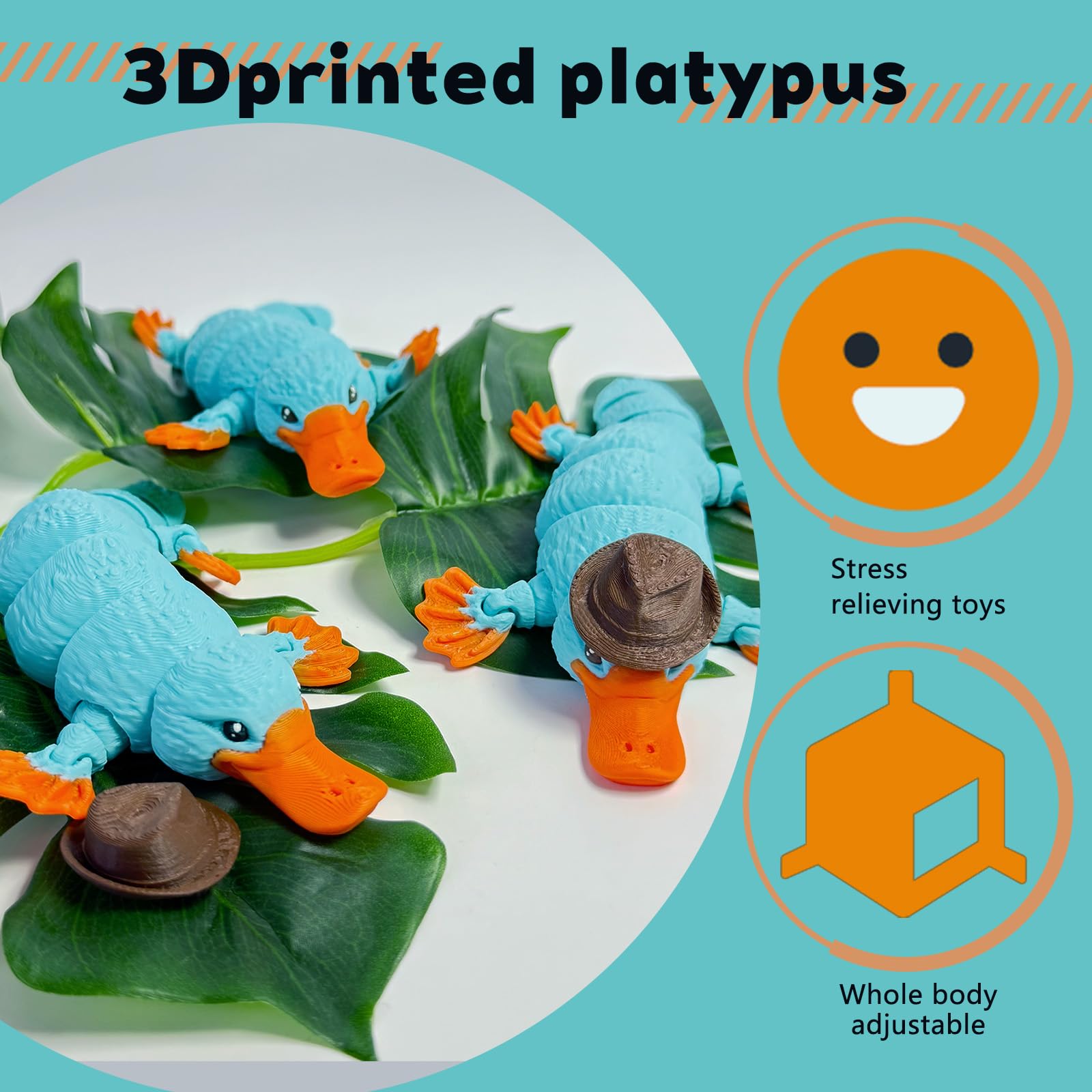 Amazon.com: 2 PCS 3D Printed Platypus Figurine with Hat, Flexible