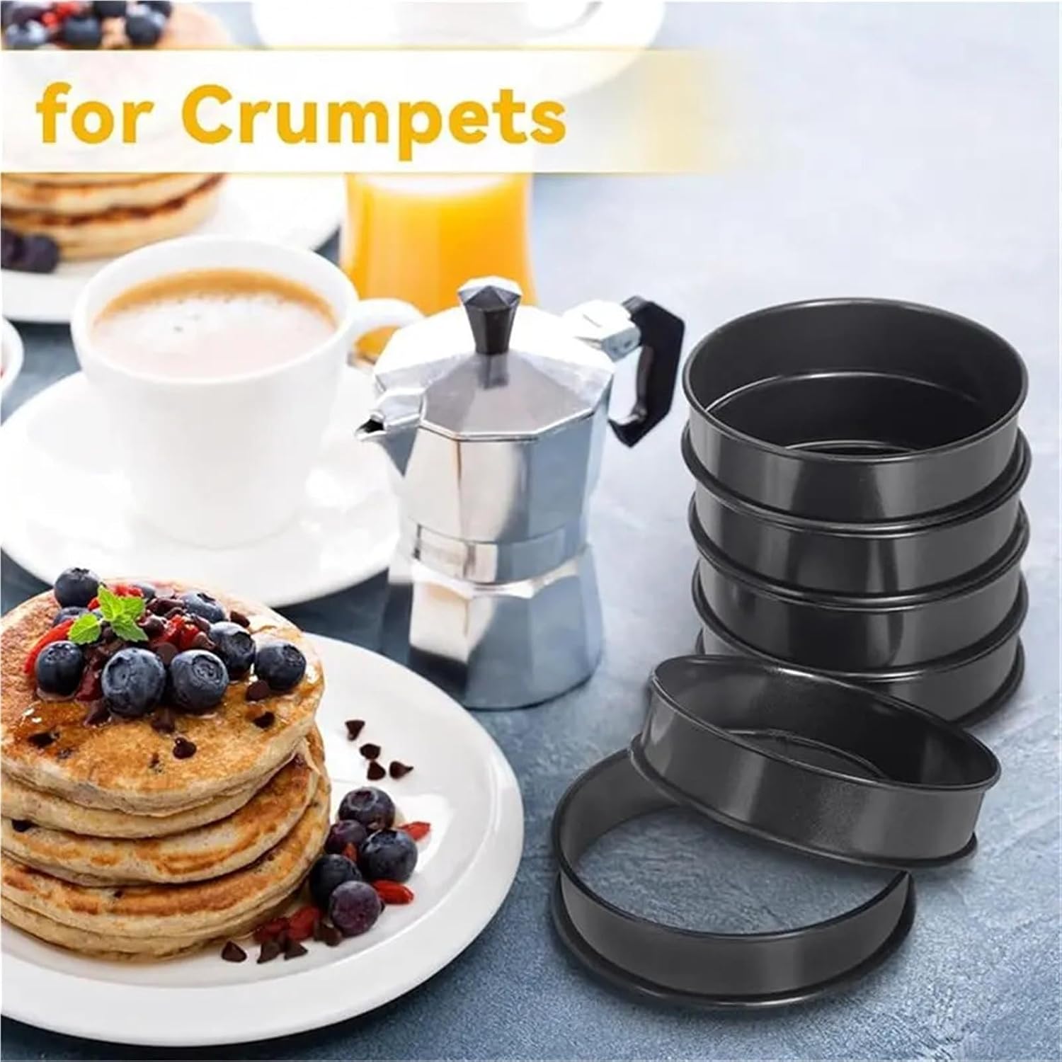 24Pcs 4 Inch Crumpet Rings, Double Rolled Stainless Steel Round Molds for Cake, Tart, Cookie, Egg & Burger