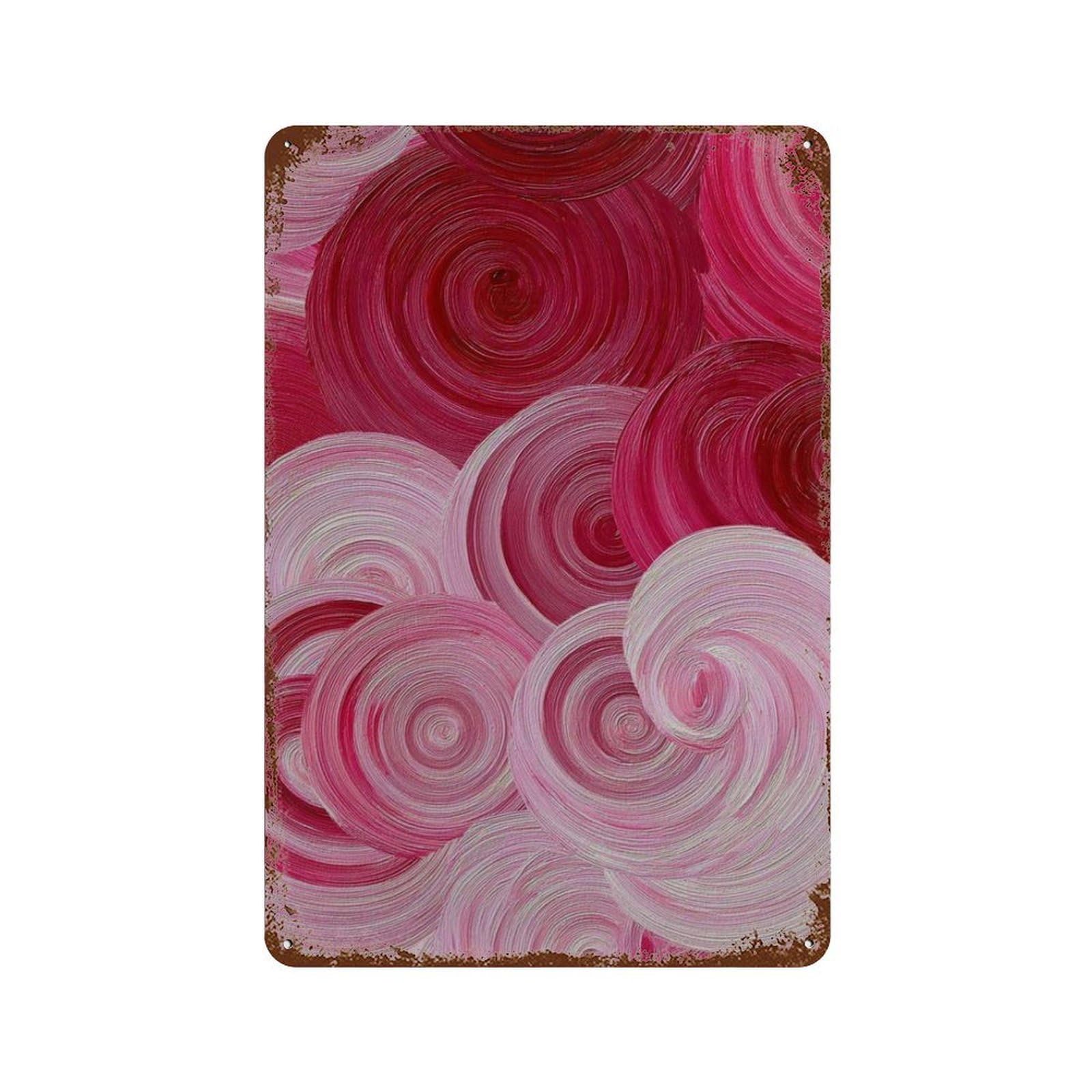 xiaoxiaoshen Abstract Pink Modern Swirl Red And Geometric Contemporary Bold Work Colorful Wall Decor Art Metal Tin Poster Modern Home Decor Art Home Bar Shop Decorations Vintage Sign 30x20cm