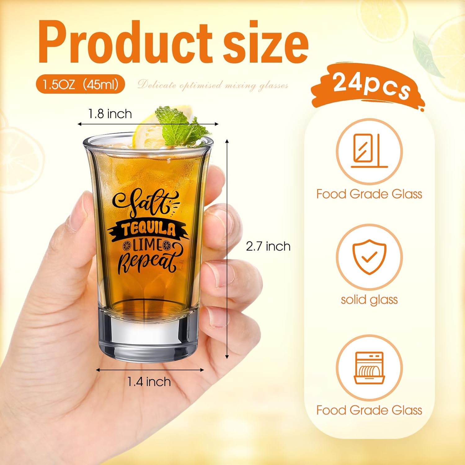 Roshtia 24 Packs Shot Glasses Bulk 1.5 oz Clear Party Small Glasses with Heavy Base Funny Shot Cups for Friends Party Adult Bar Birthday Wedding Party Favor Supplies Housewarming Gift