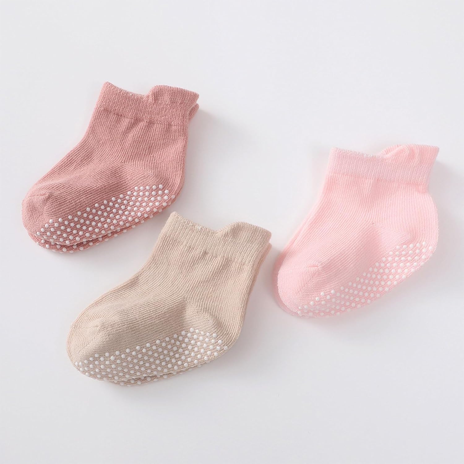 Slip Knitted Baby Socks Comfortable & Safe Baby Floor Socks Cotton Socks Solid Color Socks for Walking & Playtimes