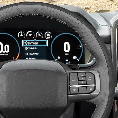 Miniatura 64 de MEWANT Hand Stitched Car Steering Wheel Wrap Cover for Ford F-150 2021-2023 / F-150 Lightning 2022-2023 Steering Wheel Accessories