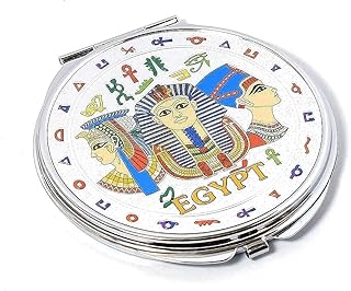 مرآة ديكور بتصميم فرعوني مصري بتصميم رسومات توت عنخ آمون، كليوباترا ونفرتيتي، هدية تذكارية لعيد الحب، راقية وعصرية، لون فضي